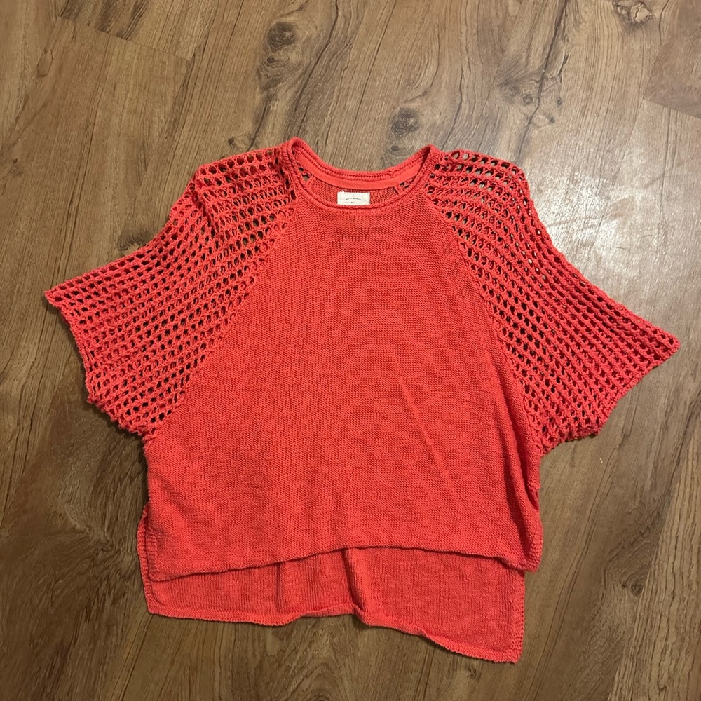 Billabong Vibrant Coral Mesh Sleeve Crop Top